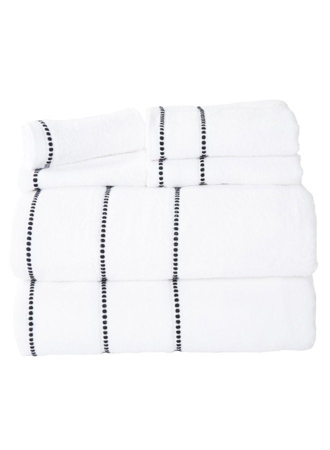 Lavish Home 6PC Towel Set - 525GSM 100% Cotton Bathroom Essentials with 2 Bath Towels, 2 Hand Towels, and 2 Wash Cloths - Absorbent Sheets for Bath, Shower, Gym, Spa, and Dorm Room by Lavish Home (White) - Image 1