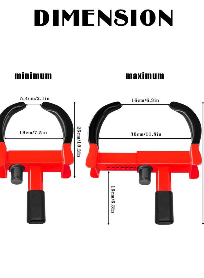 Tevlaphee Universal Wheel Lock Heavy Duty Security Trailer Wheel Lock Tires Anti Theft for Car SUV Boat Motorcycle Golf Cart Great Deterrent Bright Color with 3 Keys (Black-red) - Image 2