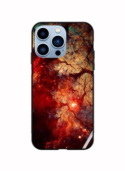 Protective Case Cover For Apple iPhone 13 Pro Max Abstract, Fractal, Shine, Bright Red Design Multicolour