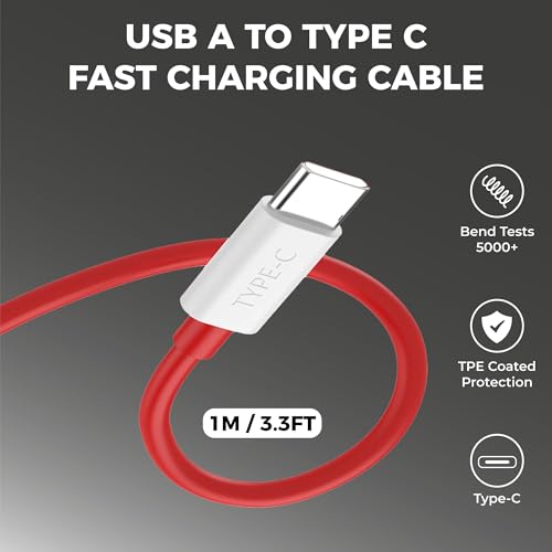 Kratos 65W Fast Charger Adapter & USB-A to Type C Cable Combo, Compatible with OnePlus, Realme, Xiaomi, Redmi, Oppo, Vivo & Other Smartphones, Type C Charger Supports Dash, Warp, Vooc,SuperVooc - Image 2