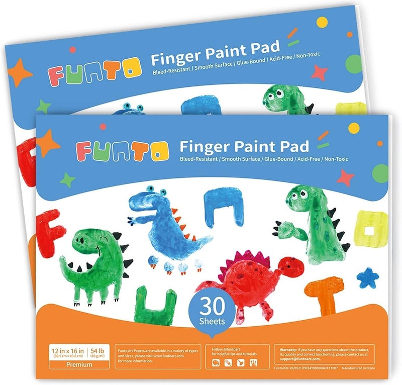 Funto Finger Paint Pad for Kids 60 Sheets Total 12x16 2Pack Toddler Painting Supplies Art Paper for Finger Painting Drawing Supplies