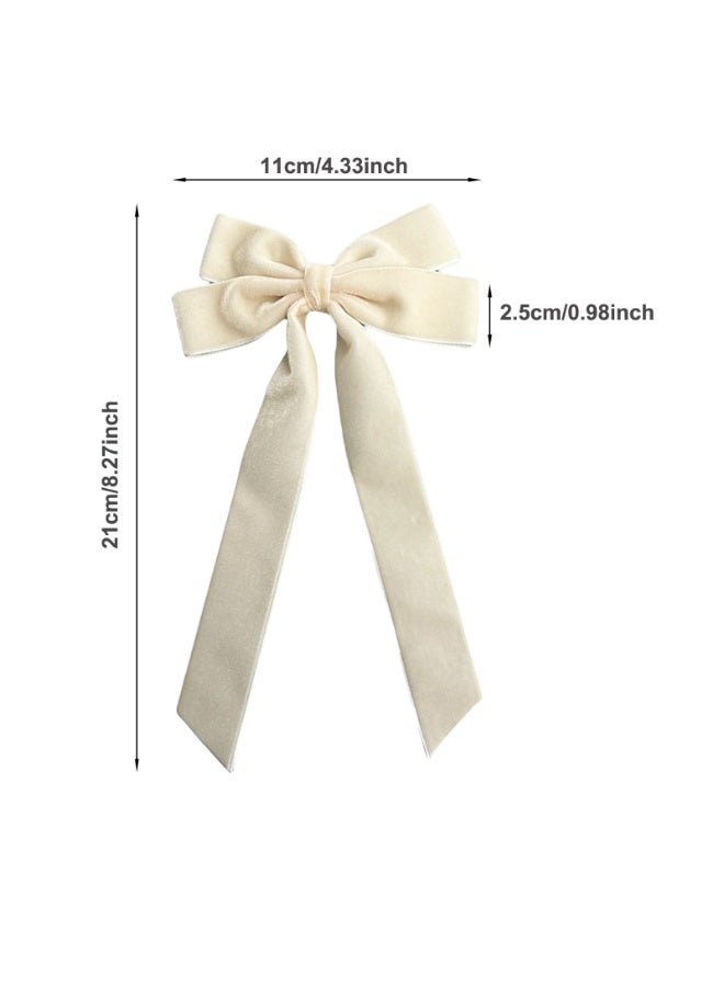 2 قطعة أقواس شعر نسائية مخملية نسائية، مشابك شعر بشريط شعر، إكسسوارات شعر بيج） بيج - Image 2