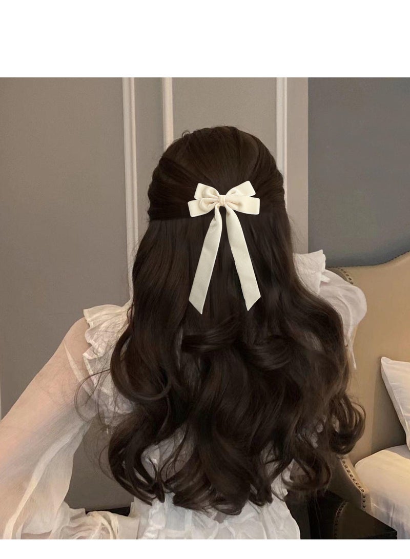 2 قطعة أقواس شعر نسائية مخملية نسائية، مشابك شعر بشريط شعر، إكسسوارات شعر بيج） بيج - Image 4