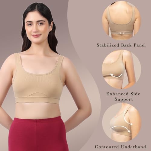 LAVOS Cotton Womens Non-Paded Everyday Comfort Full-Coverage Bra (Skin, Large) - Image 5