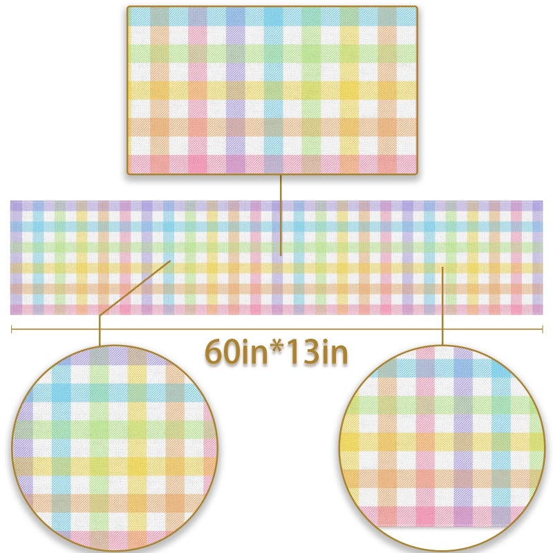 Pudodo Easter Buffalo Plaid Check Table Runner Spring Holiday Farmhouse Fireplace Kitchen Dinning Room Home Party Decoration (13" x 60") - Image 5