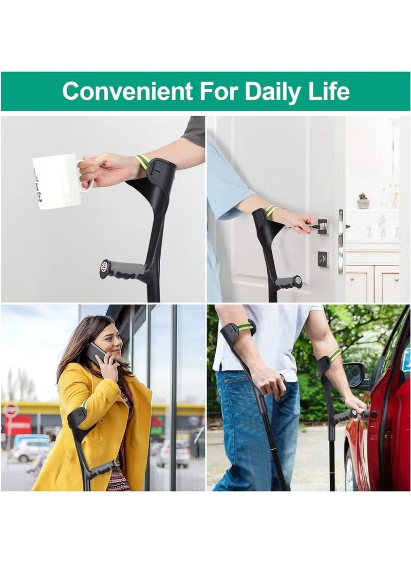 XiuWoo Pair Forearm Crutches Ergonomic Folding Forearm Crutches for Adults with Anti-Dorp Cuff 10-Level Adjustable Height Suitable for Adults with Leg Injury (Pair - Black Handle) - Image 2