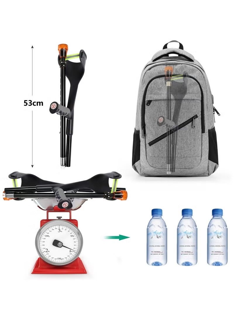 XiuWoo Pair Forearm Crutches Ergonomic Folding Forearm Crutches for Adults with Anti-Dorp Cuff 10-Level Adjustable Height Suitable for Adults with Leg Injury (Pair - Black Handle) - Image 5