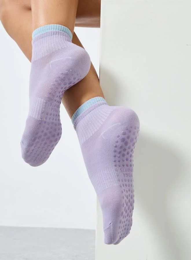 Styli Active Pack of 2 - Contrast Trim Silicon Pad Base Socks