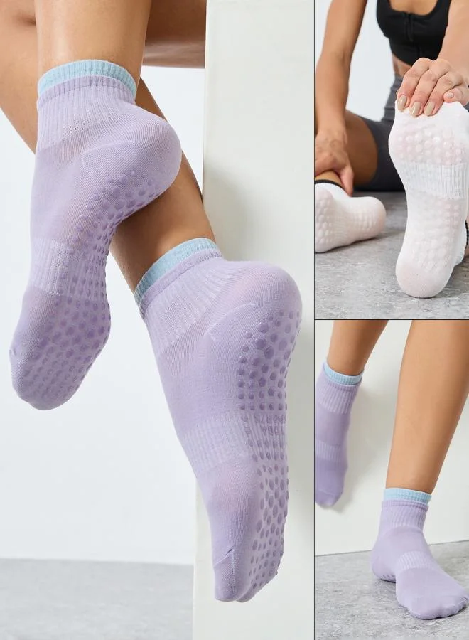 Styli Active Pack of 2 - Contrast Trim Silicon Pad Base Socks