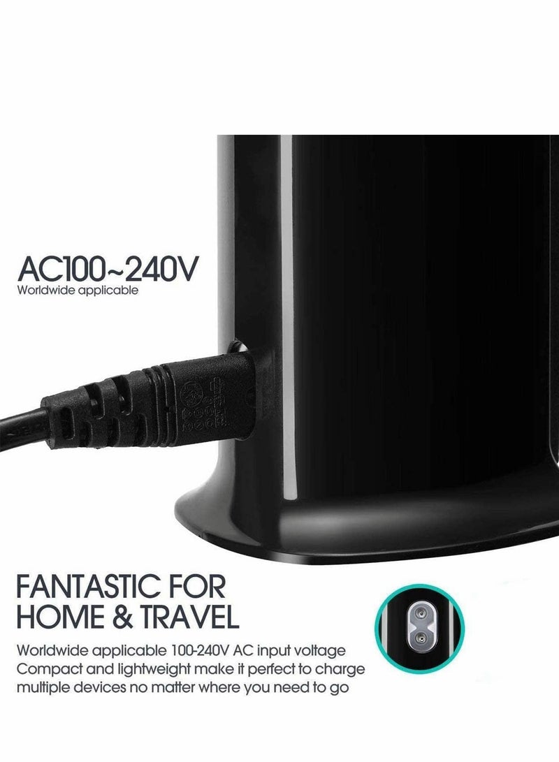 Excefore Desktop USB Charging Station, Universal 6 Ports Tower Portable Travel USB Charger Multi-Port USB Cardle Charger Hub for iPhone/iPad Android and All Other USB Enabled Devices - Image 4