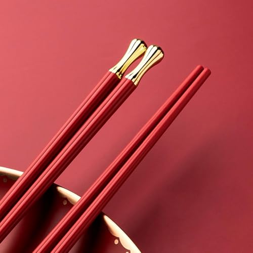 Rabbonix 5 Pairs Chopsticks Reusable Dishwasher Safe, 9.6 inch/24.3cm Matte Non-Slip Fiberglass Chopsticks, Chinese Japanese Korean Chop Sticks, Red - Image 3