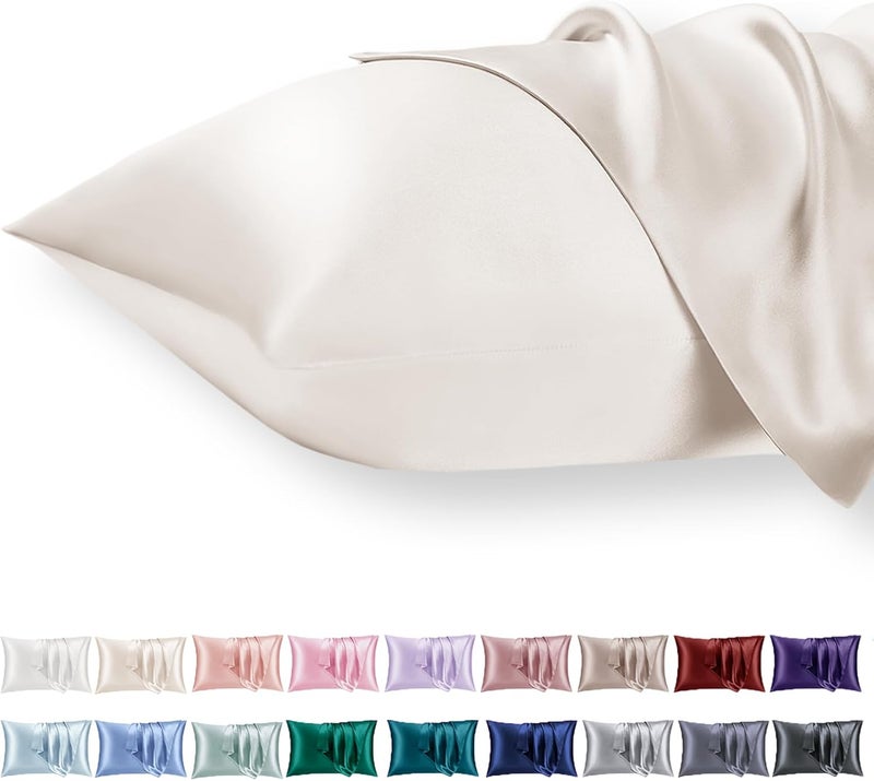 Vielit 2 Pack Satin Pillowcase for Hair and Skin,Soft as Silk Pillowcases for Hair and Skin,Easier Care than Silk Pillow Case Beige Pillowcases for 40x80cm Pillow Envelope - Image 1