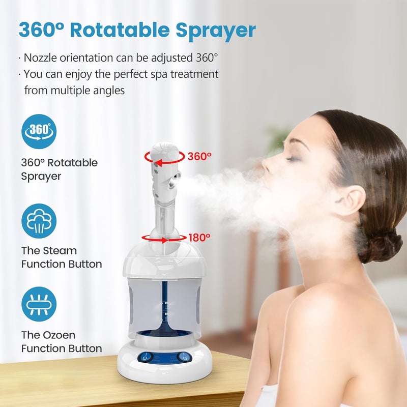 Nisperos Nano Facial Steamer for Salon,Spa-Ionic Facial Steamer with Deep Blackhead Cleaning,White - Image 3