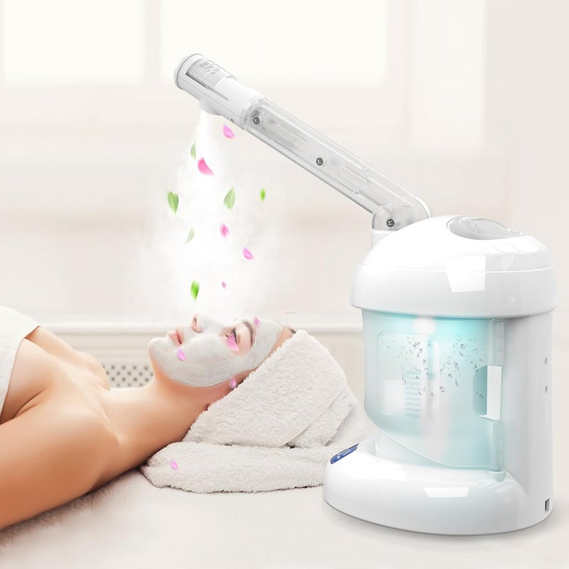 Nisperos Nano Facial Steamer for Salon,Spa-Ionic Facial Steamer with Deep Blackhead Cleaning,White - Image 1