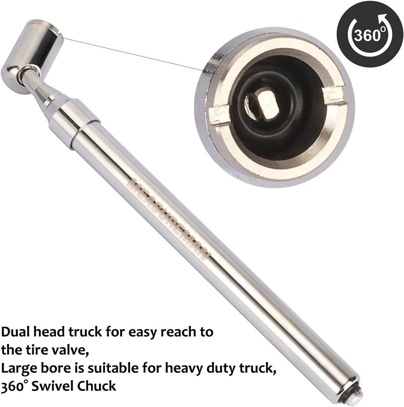 Measureman Heavy Duty Large Bore Dual Head Truck Tire Gauge with 360° Swivel Chuck - Image 3
