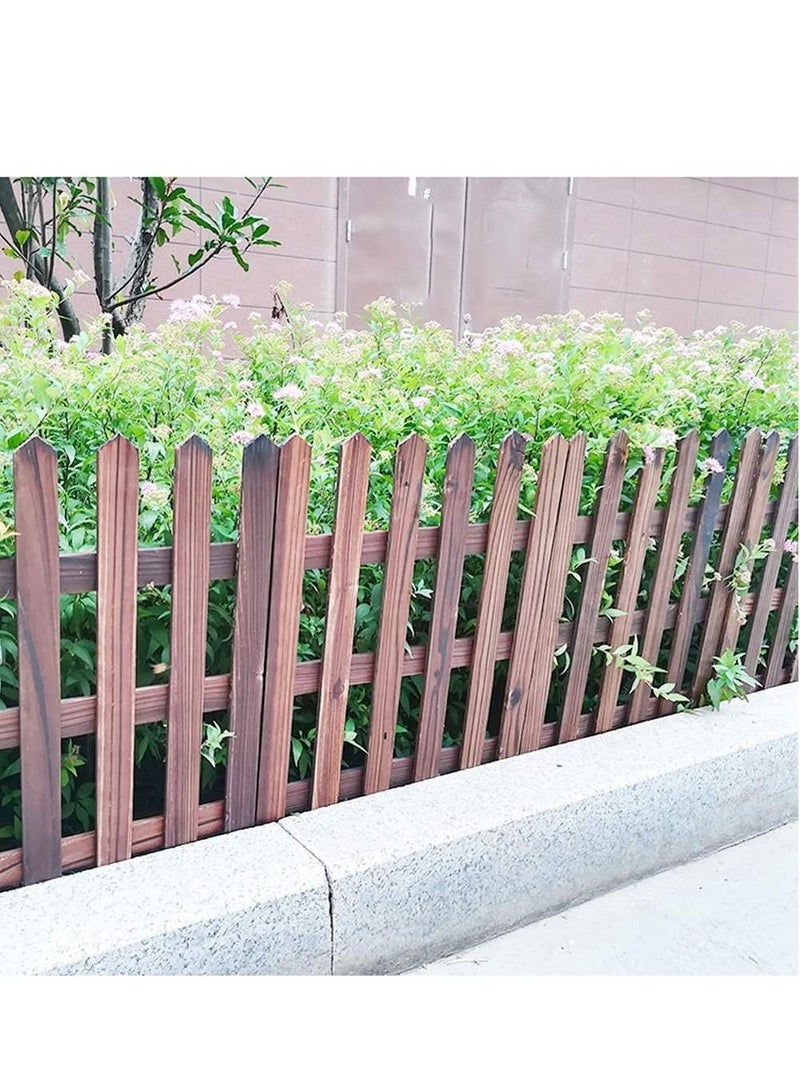 LINGWEI Wooden Garden Edging Border Picket Fence Lawn Edgings Panels Wooden Interlocking Panels Animal Barrier Garden Fence Stakes - Image 1
