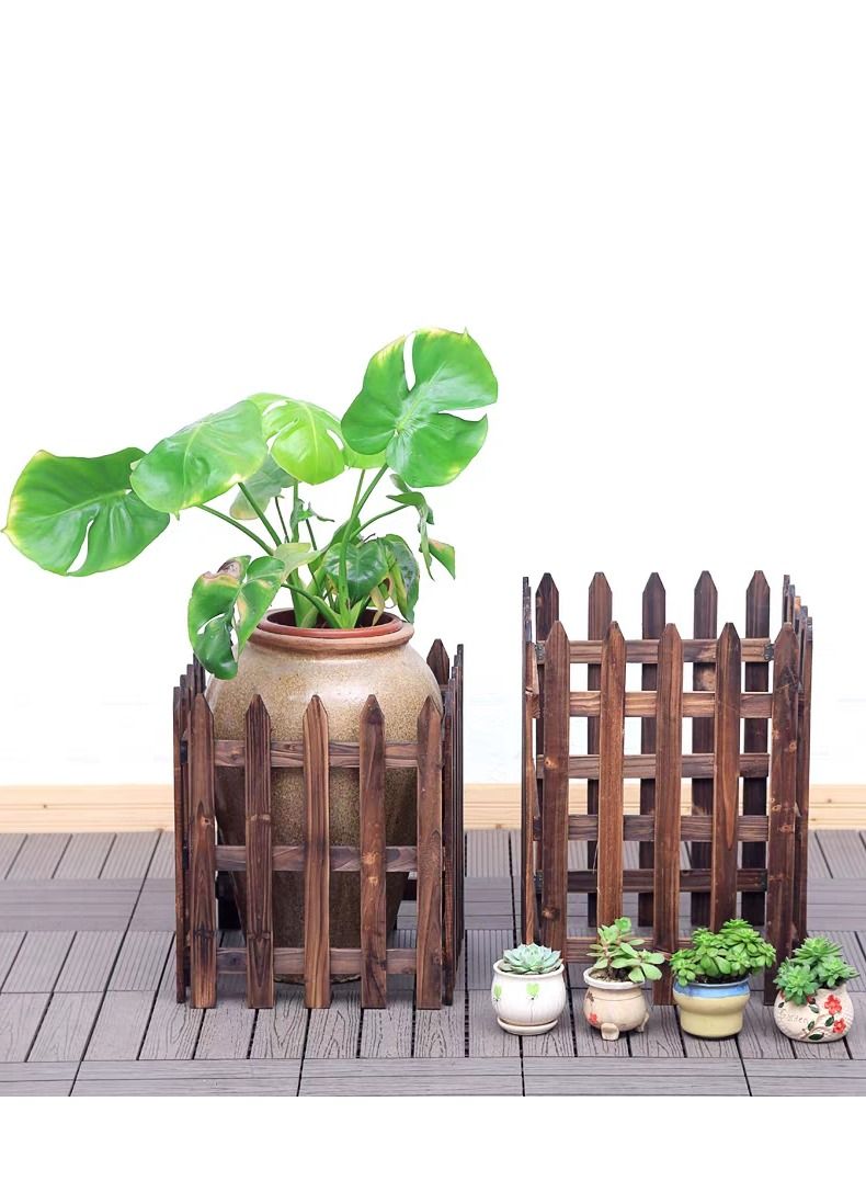 LINGWEI Wooden Garden Edging Border Picket Fence Lawn Edgings Panels Wooden Interlocking Panels Animal Barrier Garden Fence Stakes - Image 5