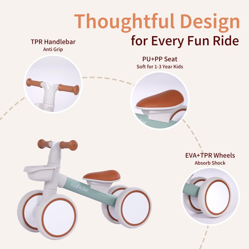 KidRoller Kid's Balance Bikes for 1 Year Old Boys and Girls, 12-36 Months Toddler Ride-on with Adjustable Seat and a Front Basket, First Birthday Gifts (Pink) - Image 3