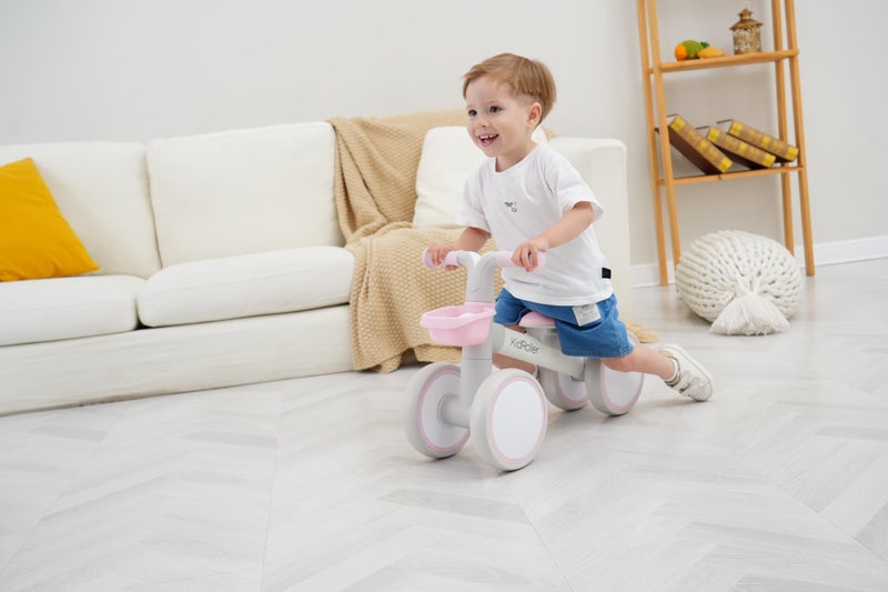 KidRoller Kid's Balance Bikes for 1 Year Old Boys and Girls, 12-36 Months Toddler Ride-on with Adjustable Seat and a Front Basket, First Birthday Gifts (Pink) - Image 5