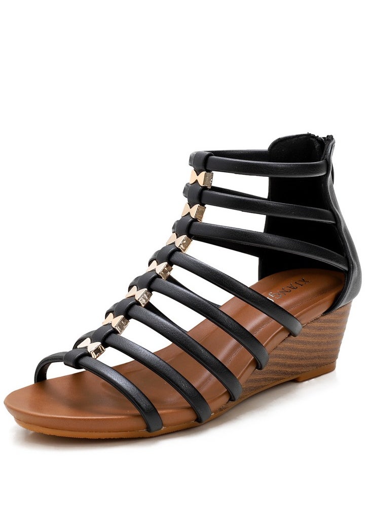 SIKETU 2025 Summer Retro Hollow Roman Sandals, Slope Heel Fashion Sandals  - Image 1