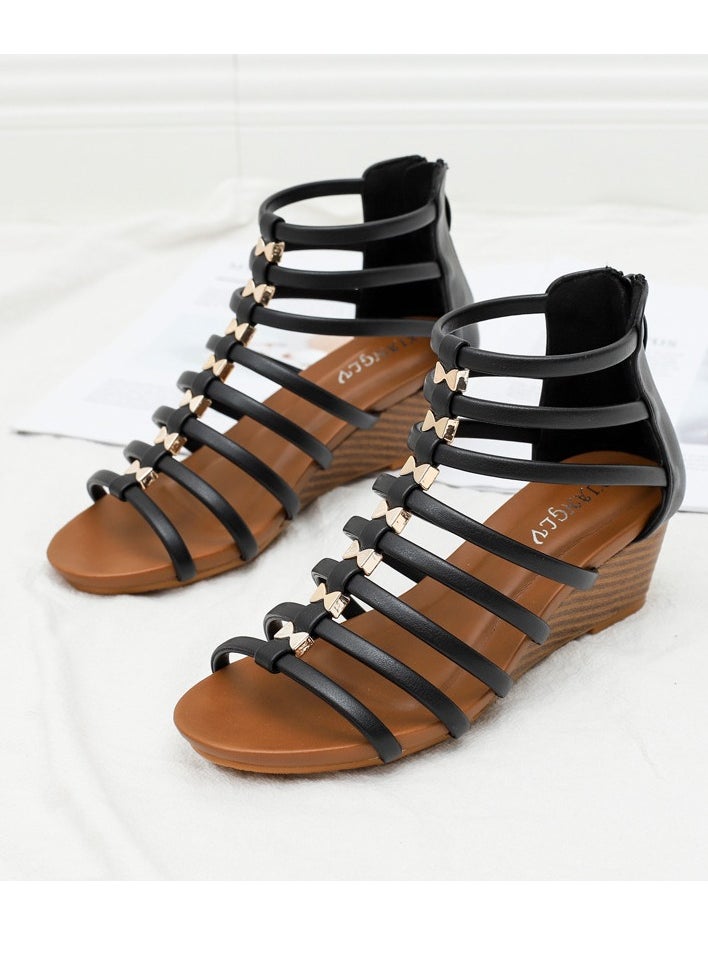 SIKETU 2025 Summer Retro Hollow Roman Sandals, Slope Heel Fashion Sandals  - Image 2