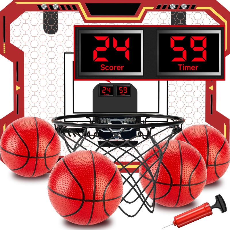 vignuto Indoor Basketball Hoop for KidsOver 3 Years Old Over The Door Basketball Hoop with Scoring Countdown and Music Accompaniment Kids Toys - Image 3