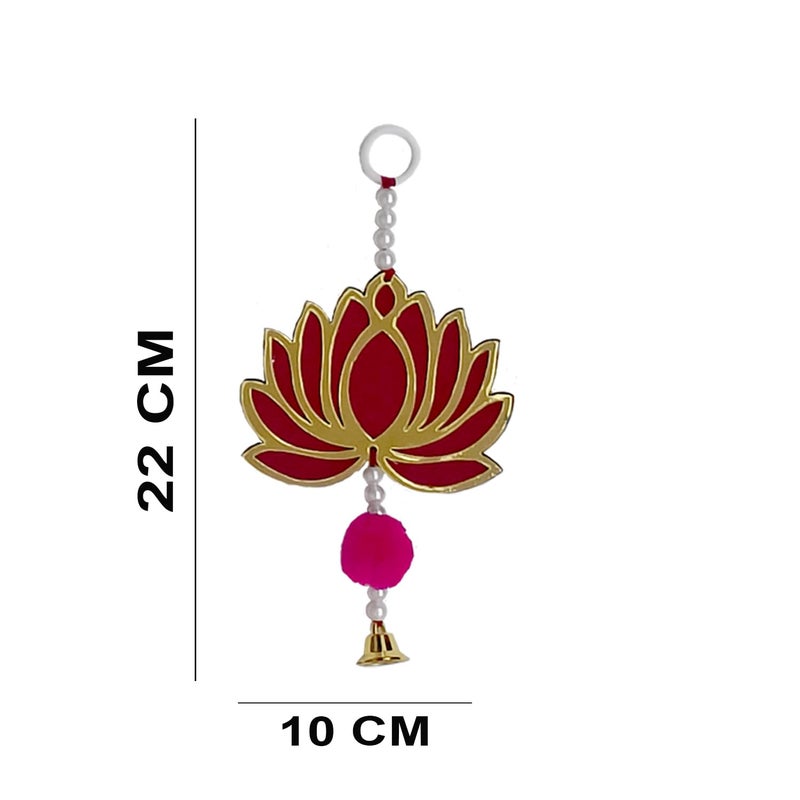 AWANI TRENDS AWANI TRENDS Acrylic 6 Pcs Lotus Hangings for DecorationHanging for Home DecorFloral Wall Hangings for TemplePooja Decor 6 PCS Pink - Image 4
