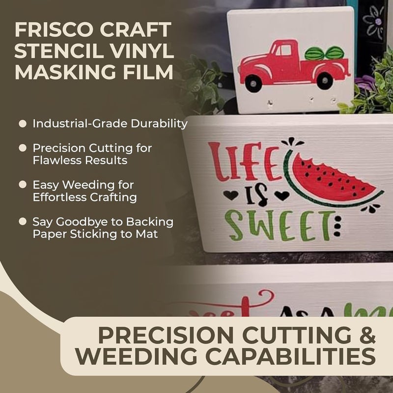 Frisco Craft Stencil Vinyl - Compatible Stencil Vinyl for Most Cutters - Blue Removable Sheet - Professional Grade, Easy to use, No Residue, Multi-Purpose (12” x 10ft) - Image 5
