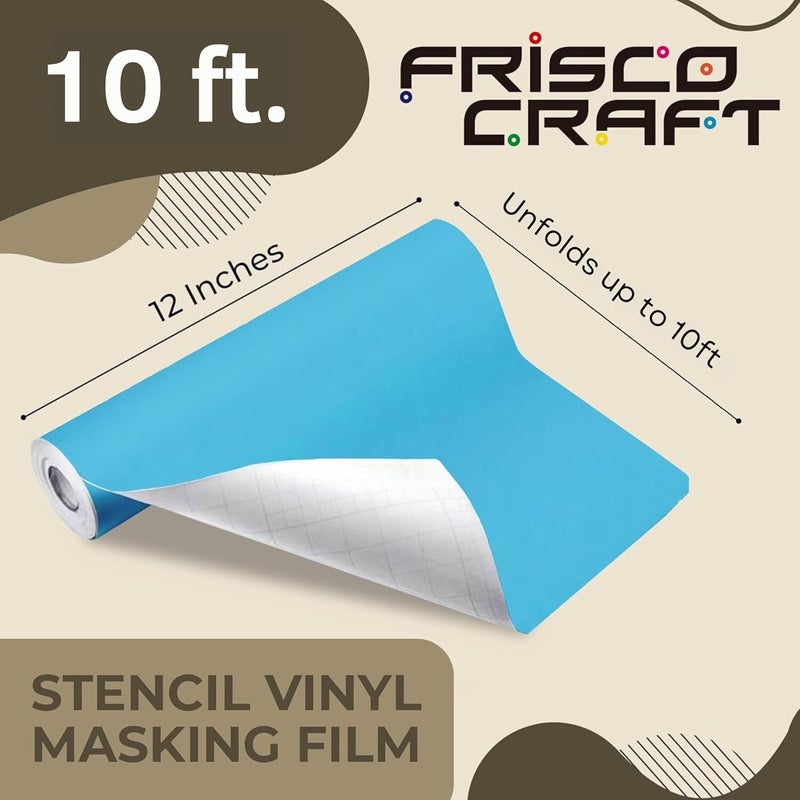 Frisco Craft Stencil Vinyl - Compatible Stencil Vinyl for Most Cutters - Blue Removable Sheet - Professional Grade, Easy to use, No Residue, Multi-Purpose (12” x 10ft) - Image 2