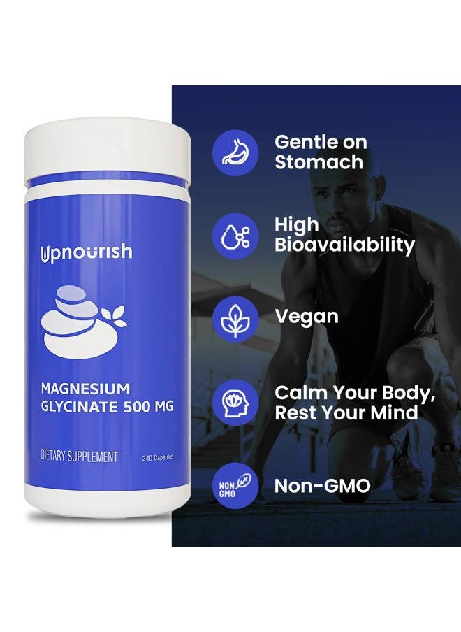 UpNourish Magnesium Glycinate Chelate 500mg Capsules - Highly Absorbable Chelated Magnesium - Pure Magnesium Supplement for Sleep & Calm Support, Nervous, Muscle & Bone Health  - Image 5