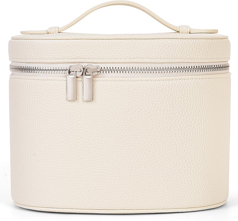YFGBCX Makeup Bag Vanity Case with Removable Divider Travel Toiletry Bag Portable Cosmetic Bag Makeup Organizer Case, Beige - Image 1