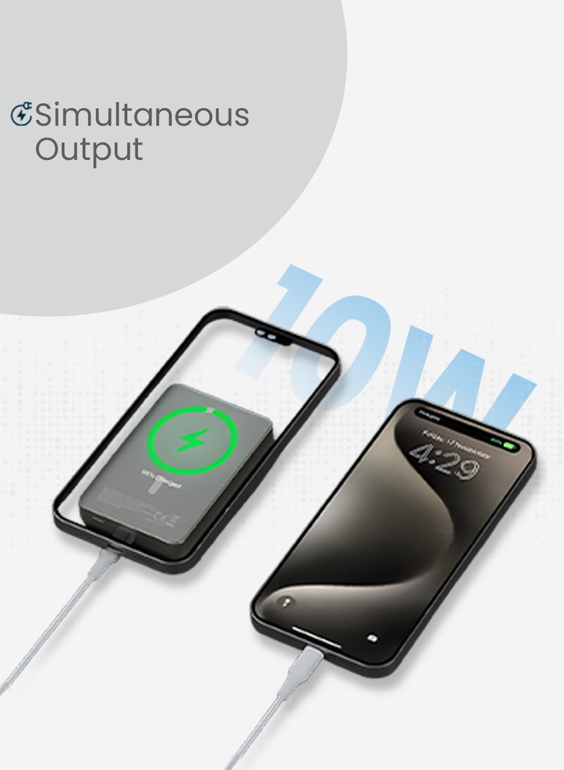 باورولوجي بنك طاقة بسعة 10000 مللي أمبير MagSafe PD 20 واط للشحن السريع، شحن لاسلكي 15 واط، شاحن محمول USB-C للإدخال والإخراج، حزمة بطارية للشحن السريع المغناطيسي لجهاز iPhone 17-12 Series. - Image 4