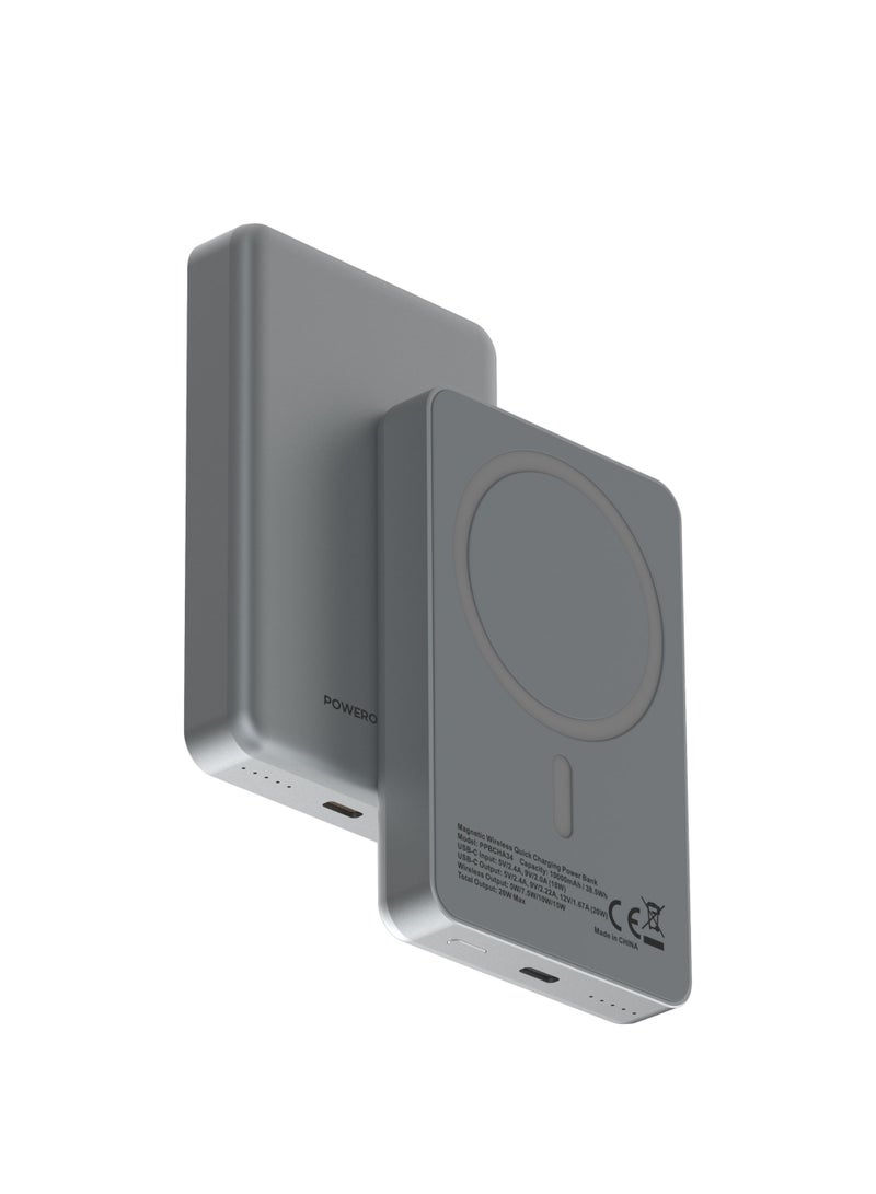 باورولوجي بنك طاقة بسعة 10000 مللي أمبير MagSafe PD 20 واط للشحن السريع، شحن لاسلكي 15 واط، شاحن محمول USB-C للإدخال والإخراج، حزمة بطارية للشحن السريع المغناطيسي لجهاز iPhone 17-12 Series. - Image 1