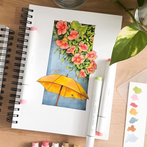 Ohuhu Alcohol Markers Brush and Fine Tip - Alcohol-based Art Sketch Marker Set for Artist Adults Coloring Illustration - 48 Colors - Brush & Fine Dual Tips- Honolulu B - Refillable - AP Certificated - Image 2