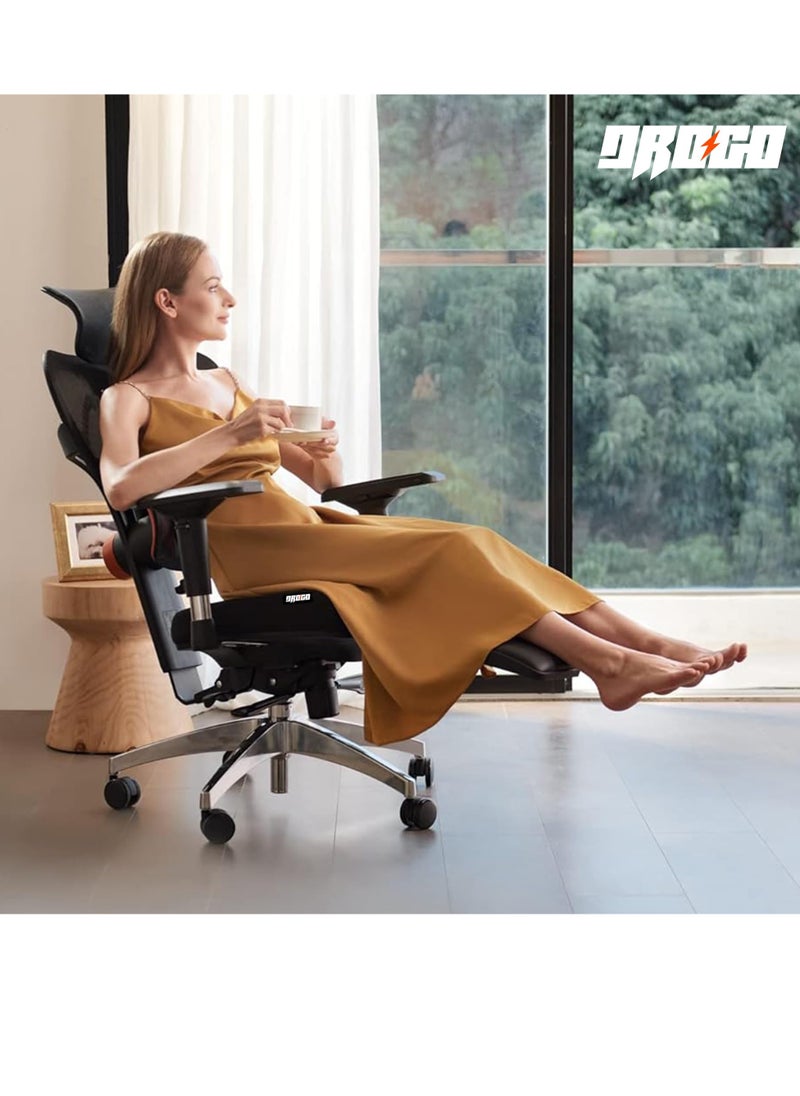 DROGO Premium Ergonomic Office Chair for Work from Home, High Back Computer Chair with Adaptive Lumbar Support & 5D Headrest, 4D Armrest, Footrest & Recline, Desk Mesh Chair for Office/Home (Black)  - Image 2