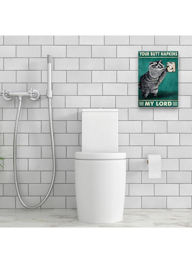 Home Trove - Busmko Funny Bathroom Decor Your Butt Napkin My Lord Raccoon Animal Wall Art Prints Pictures Contemporary Toilet Poster Green Canvas Artwork for Restroom Decoration Unframed 12x18 inch(30x45cm) - Image 1