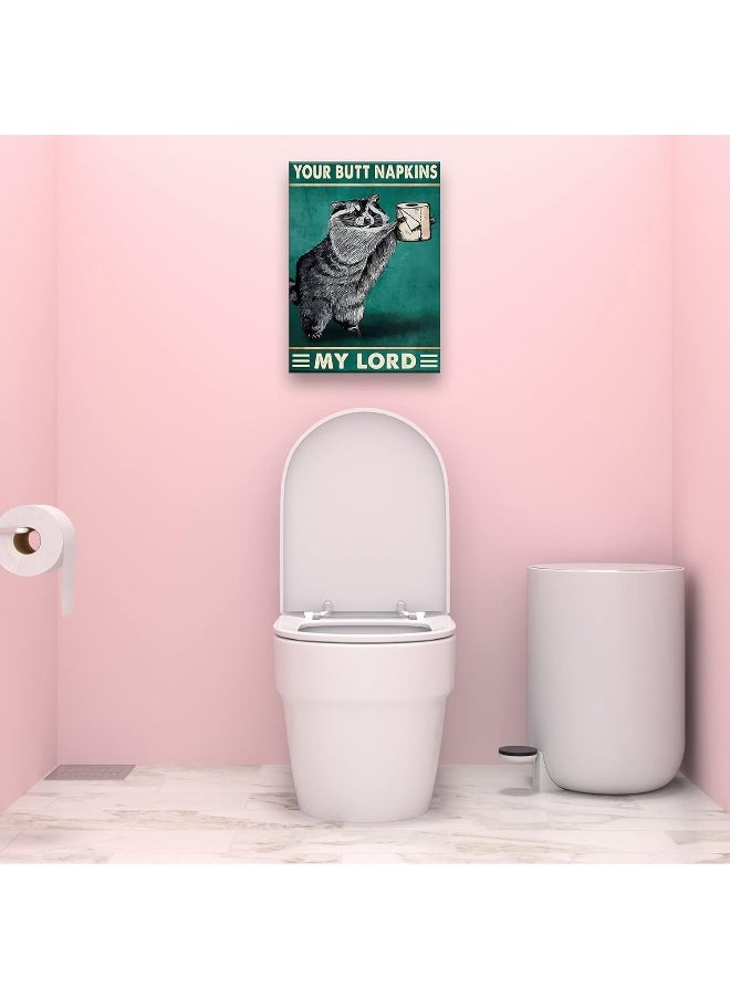 Home Trove - Busmko Funny Bathroom Decor Your Butt Napkin My Lord Raccoon Animal Wall Art Prints Pictures Contemporary Toilet Poster Green Canvas Artwork for Restroom Decoration Unframed 12x18 inch(30x45cm) - Image 1