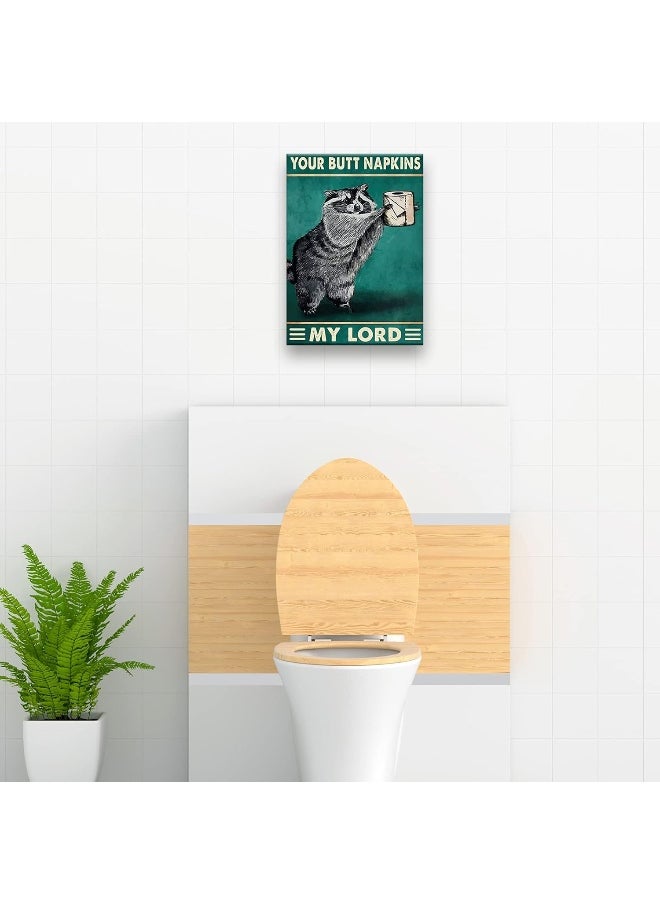 Home Trove - Busmko Funny Bathroom Decor Your Butt Napkin My Lord Raccoon Animal Wall Art Prints Pictures Contemporary Toilet Poster Green Canvas Artwork for Restroom Decoration Unframed 12x18 inch(30x45cm) - Image 1