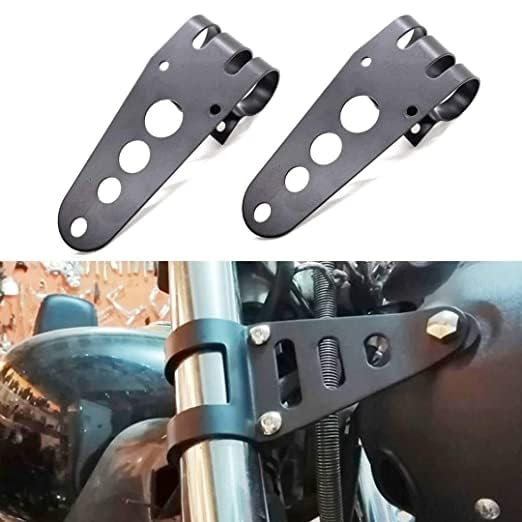 VTRUST Motorcycle Head Lamp Holder Mounting Brackets | Universal Headlight Bracket, Silver, Pack of 2 - Image 5