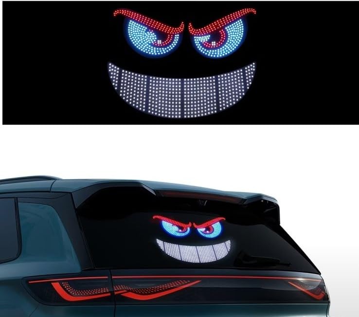 AutoBizarre Devil Eyes LED Lights for Car Windshield Led Panel with USB for Car Rear Window Universal for All Cars, Vans, Trucks, etc (Red Red Blue) - Image 1