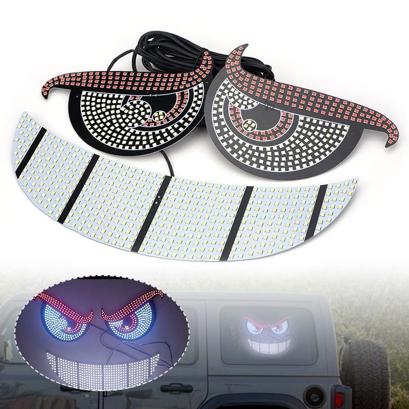 AutoBizarre Devil Eyes LED Lights for Car Windshield Led Panel with USB for Car Rear Window Universal for All Cars, Vans, Trucks, etc (Red Red Blue) - Image 3