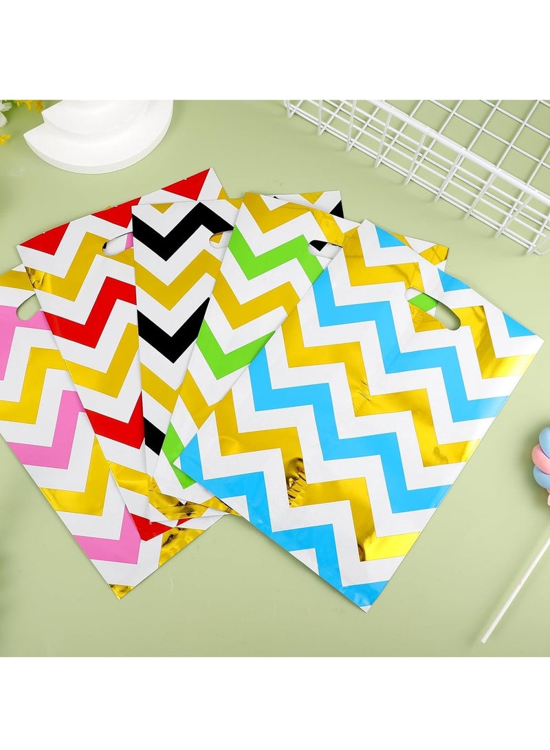 50 قطعة أكياس هدايا بلاستيكية، حقيبة حلوى ملونة مقاس 9.8 * 6.5 إنش مع مقبض، أكياس هدايا للأطفال والبنات والأولاد، مناسبة لعيد الميلاد، أعياد الميلاد، حفلات الزفاف، وحفلات الأعياد. - Image 2