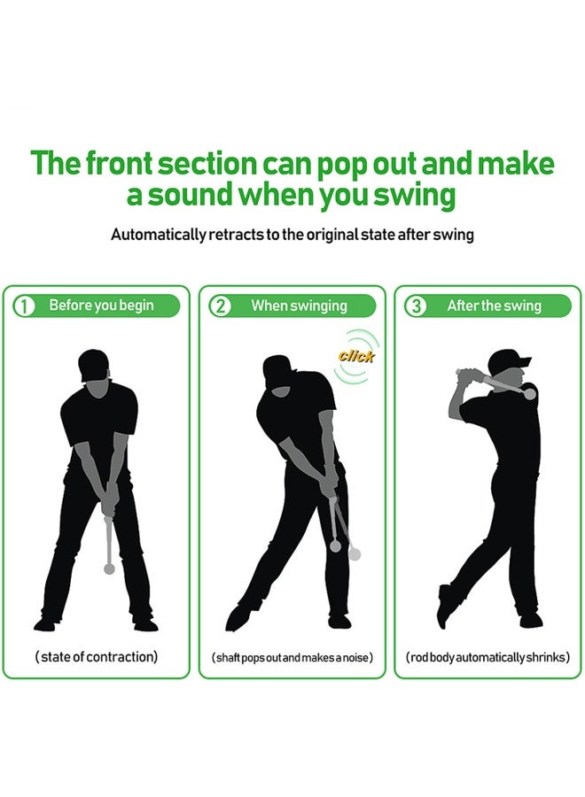 Golf Swing Training Aid, Retractable Golf Swing Training Aid, Telescopic Golf Swing Trainer for Indoor Practice, Golf Swing Practice Stick- Strength & Tempo Training for Chipping Hitting (Black) - Image 3