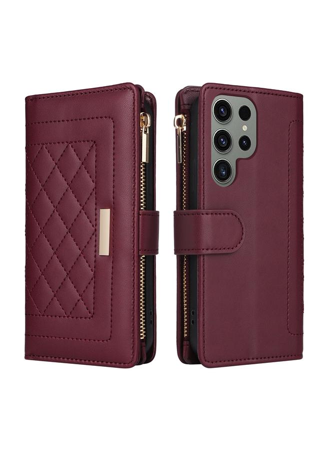 S-TOP Case For Samsung Galaxy S23 Ultra 5G Crossbody Zipper Wallet Rhombus Leather Phone Case - Image 3