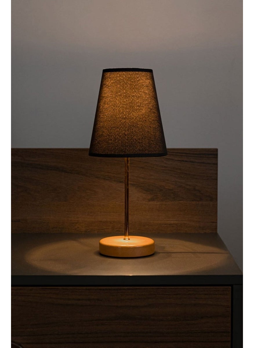 By-Lamp Brown Lampshade Table Lamp Bedroom Night Light Black Hat Metal Gold Body Lampshade E27 Kla  - Image 1
