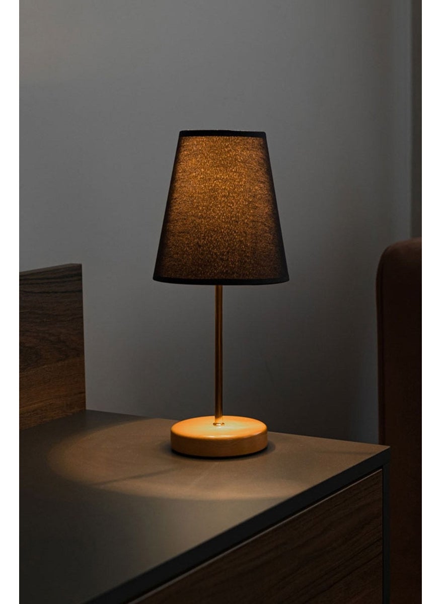 By-Lamp Brown Lampshade Table Lamp Bedroom Night Light Black Hat Metal Gold Body Lampshade E27 Kla  - Image 2