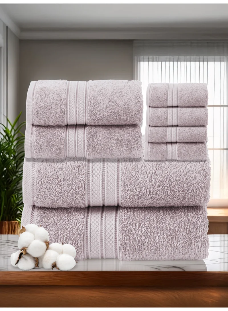 Donetella 8 Pcs Premium Towel Set - 2 Bath Towels, 2 Hand Towels & 4 Washcloths | 100% Combed Cotton 600 GSM | Quick Dry, Ultra-Absorbent, Thick & Plush | Ideal for Bath, Spa, Gym, Hotel & Everyday Luxury