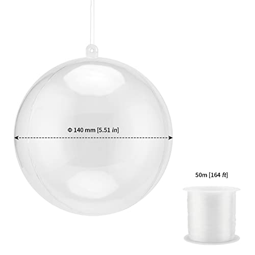 MANCHAP 10 Pack 5.5 Inches Clear Fillable Ornaments Ball, Large Plastic Ornament Balls, Acrylic Ball with 50M String for DIY, Crafts, Party & Wedding, Home Decoration - Image 2