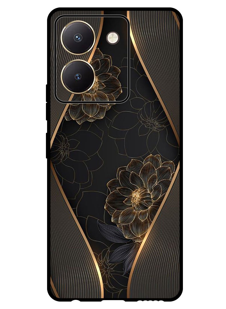 Theodor Protective Case Anti Scratch Shock Proof Bumper Cover For Vivo Y27s Gold flower - Image 1