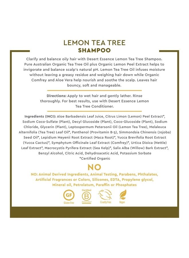 Desert Essence Lemon Tea Tree Shampoo, 8 fl oz - Gluten Free, Vegan, Paraben Free, Organic - Daily Use Clarifying Shampoo with Organic Tea Tree Oil plus Organic Lemon Peel Extract for pH Balance - Image 5
